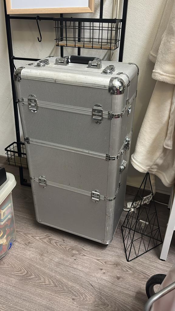 Professionele Kapperskoffer, Sieraden, Tassen en Uiterlijk, Beautycases, Gebruikt, Hardcase, Grijs, Met slot, Ophalen