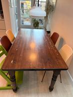 Frans eiken houten eettafel gedraaide poten, Huis en Inrichting, Tafels | Eettafels, Ophalen, Gebruikt, Eikenhout, Vijf personen of meer