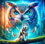 Diamond Painting Wolf met uil 30x30cm, Hobby en Vrije tijd, Ophalen of Verzenden, Nieuw, Knutselwerk