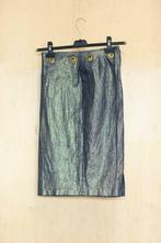 Laura Conti denim gouden glitter rok 80's met ringen XS 34, Overige kleuren, Ophalen of Verzenden, Knielengte, Maat 34 (XS) of kleiner