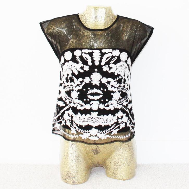 Prachtig Superstar Topje (XS) - 65 € 20,-, Kleding | Dames, Tops, Zo goed als nieuw, Maat 34 (XS) of kleiner, Zwart, Zonder mouw