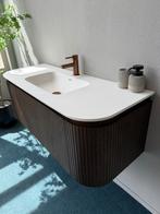 Badmeubel walnoot 120cm half rond met solid blad,, 100 tot 150 cm, Nieuw, Ophalen of Verzenden, Minder dan 100 cm