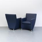 2 Leolux Dolcinea fauteuils - kobaltblauw leder, Huis en Inrichting, Fauteuils, Ophalen of Verzenden, Zo goed als nieuw, Leer