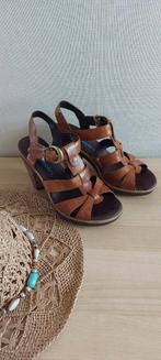 Zeer mooie leren sandalen met hak Timberland mt 38, Bruin, Zo goed als nieuw, Timberland, Sandalen of Muiltjes