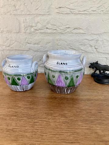 Laholm keramiek: 2 vintage potten uit Öland Zweden jaren 60 beschikbaar voor biedingen