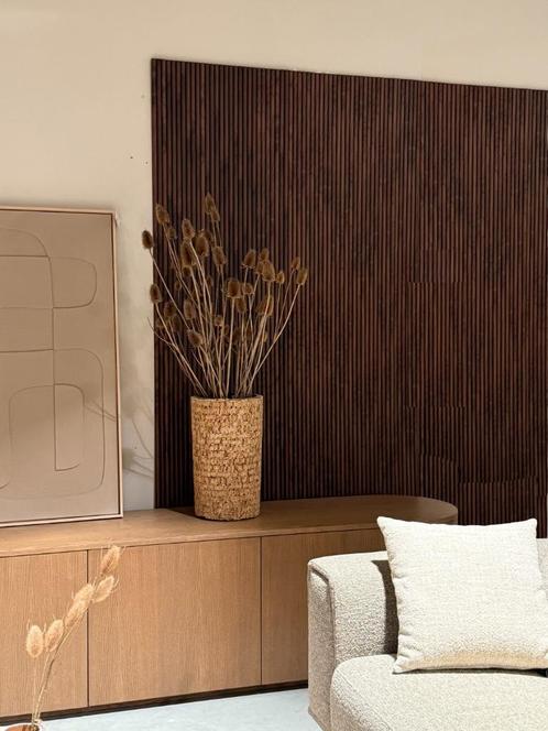 aku panel walnoot japandi stijl met ronde latten 60x260cm, Doe-het-zelf en Verbouw, Platen en Panelen, Nieuw, Overige materialen