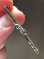 Zilveren vintage broche met 2 echte saffier edelstenen, Ophalen of Verzenden, Zo goed als nieuw