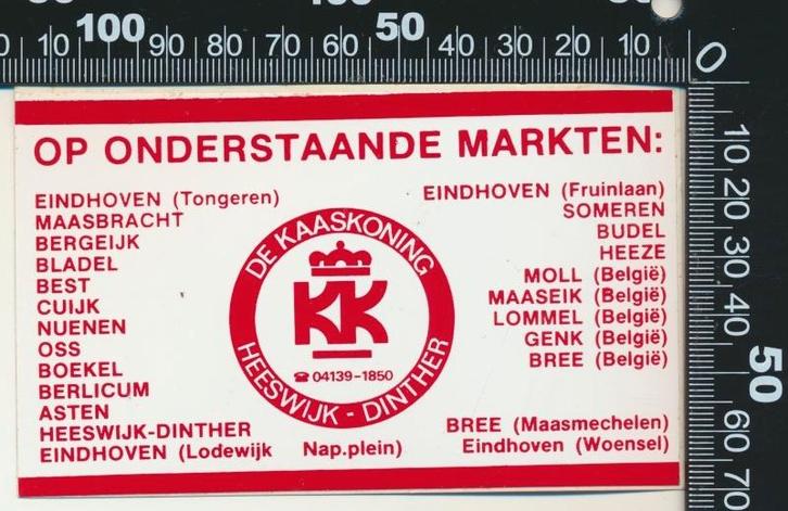Sticker: De Kaaskoning - Heeswijk Dinther, Verzamelen, Stickers, Zo goed als nieuw, Bedrijf of Vereniging, Ophalen of Verzenden