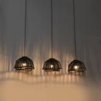 Oosterse hanglamp zwart bamboe 3-lichts, Ophalen of Verzenden, Nieuw