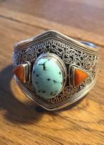 Zilveren (925) MEXICO / NAVAJO / TOUAREG armband EDELSTENEN, Sieraden, Tassen en Uiterlijk, Ophalen, Zo goed als nieuw, Met edelsteen