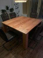 Houten Eettafel 140x140 Handgemaakt, Ophalen, Vierkant, Zo goed als nieuw, Vijf personen of meer