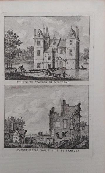 142-143 Huis te Spangen (2 afbeeldingen) Gravure J. Bulthuis beschikbaar voor biedingen