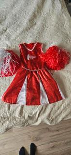 Cheerleader Jurk met Poms, Kinderen en Baby's, Carnavalskleding en Verkleedspullen, Ophalen of Verzenden, Gebruikt, 134 t/m 140