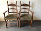 2 antieke houten knopstoelen Stoel / Groen Velours, Antiek en Kunst, Ophalen