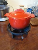 NOMAR (Staub) vintage gietijzeren fondueset, Huis en Inrichting, Keuken | Potten en Pannen, Koekenpan of Braadpan, Ophalen of Verzenden