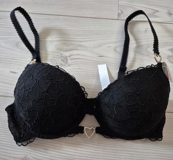 Zwarte Super Push-Up BH met Hartjes - 75B Nieuw! beschikbaar voor biedingen