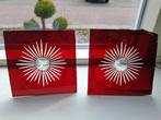 3 glaasjes met geslepen bloem/ zon, Ophalen of Verzenden