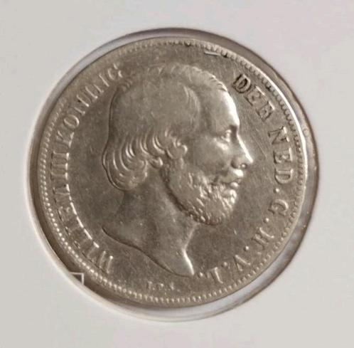 Schaarse Zilveren Gulden uit 1856 - Willem III, Postzegels en Munten, Munten | Nederland, Losse munt, 1 gulden, Koning Willem III
