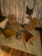 Glazen Eettafel met 4 Stoelen, Huis en Inrichting, Ophalen, Gebruikt, Modern, 4 tot 6 stoelen