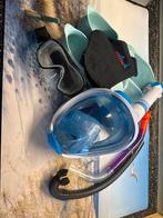 Full face snorkel masker, Duikbril, snorkel en vliezen set, Ophalen, Zo goed als nieuw, Snorkelset