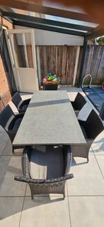 Granieten tafel met 6 stoelen, Tuin en Terras, Ophalen, Gebruikt