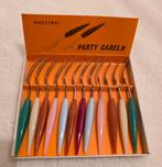 Vintage 12 cocktailprikkers/ partyvorkjes jaren 50, Ophalen of Verzenden, Zo goed als nieuw, Rvs of Chroom, Los bestek