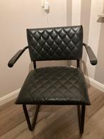 Mooie stoel met stalen frame en lederen zitting, Huis en Inrichting, Stoelen, Ophalen, Gebruikt, Zwart, Metaal