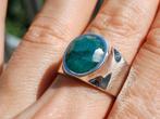 Vanoli 925 zilver herenring met ruwe smaragd maat 18,5, 18 tot 19, Vanoli, Amsterdam, Heer