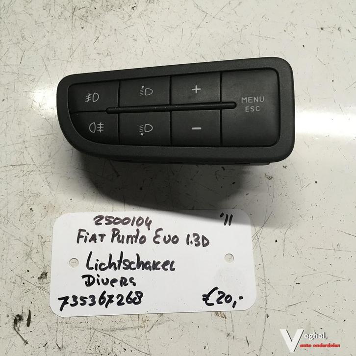 Fiat Punto Evo 5drs  1.3 Diesel 2011 2500104 Lichtschakelaar, Auto-onderdelen, Dashboard en Schakelaars, Gebruikt, Ophalen of Verzenden
