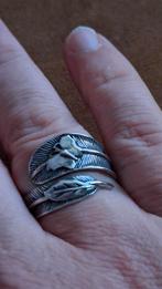 zilveren ring met vlinder en veer, Sieraden, Tassen en Uiterlijk, Ringen, Nieuw, Ophalen of Verzenden, Dame, Zilver