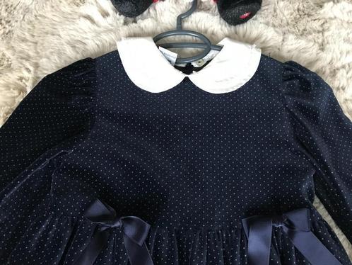 PRACHTIGE DONKERBLAUWE FLUWELEN KERSTJURK MAAT 128, Kinderen en Baby's, Kinderkleding | Maat 128, Zo goed als nieuw, Meisje, Jurk of Rok