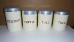 creme emaille beschuitbus koffie thee en theebussen, Ophalen of Verzenden