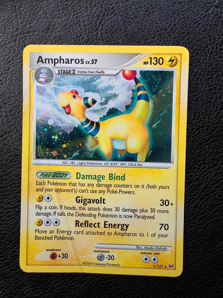 Ampharos lv57 #1 diamond pearl platinum holo, Hobby en Vrije tijd, Verzamelkaartspellen | Pokémon, Nieuw, Losse kaart, Ophalen of Verzenden