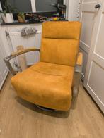 KOOPJE Okergele draaistoel suède fauteuil, Ophalen, Gebruikt, 50 tot 75 cm, Leer