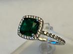 Zilveren ring Smaragd en Topaas, 18 tot 19, Verzenden, Zo goed als nieuw, Met edelsteen