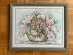 Aquarel Schilderij Trudy Huysman - Bloemen in Mand, Ophalen of Verzenden