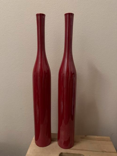 Siervazen / sierflessen - rood, Huis en Inrichting, Woonaccessoires | Vazen, Zo goed als nieuw, Rood, 50 tot 75 cm, Aardewerk of Porselein