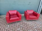 twee design leren fauteuils, Ophalen, Gebruikt, Minder dan 75 cm, Leer