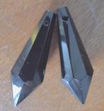 2 stuks zwarte glas kristal pegels.  35,4x11,9 mm, Ophalen of Verzenden, Nieuw, Hanger