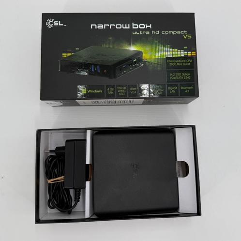 CSL Narrow Box Ultra HD Compact v5 Mini PC | Intel Celeron N, Computers en Software, Desktop Pc's, Zo goed als nieuw