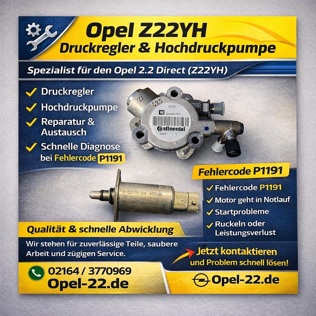 OPEL Z22YH hogedrukpomp en drukregelaar P1191 2.2 Direct, Ophalen of Verzenden