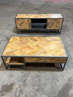 Houten salon- en tv meubel met ijzeren frame, Ophalen, Gebruikt, 100 tot 150 cm, Minder dan 50 cm