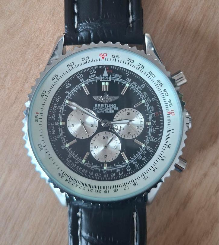 Breitling Navitimer Replica NIEUW!!, Sieraden, Tassen en Uiterlijk, Horloges | Heren, Nieuw, Polshorloge, Overige merken, Staal