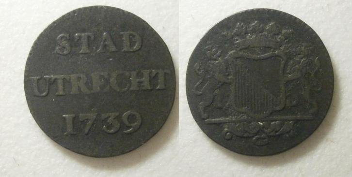 Utrecht Stad Duit 1739, Postzegels en Munten, Munten | Nederland, Losse munt, 1 cent, Vóór koninkrijk, Ophalen of Verzenden
