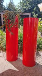 Set van 2 rode kunststof plantenpotten, Tuin en Terras, Ophalen, Kunststof, Gebruikt, Binnen