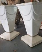 Paar Art Deco Brocante vazen gietijzeren wit geëmailleerd, Antiek en Kunst, Ophalen