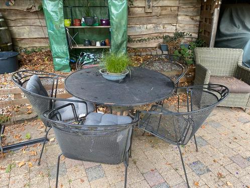 Goetijzeren franse lelie tuinset 5 stoelen, Tuin en Terras, Tuinsets en Loungesets, Zo goed als nieuw, Ophalen