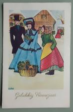 Dickens stijl 10 - verkoopster met mand - kerst jaren 50, Ophalen of Verzenden, 1940 tot 1960, Ongelopen, Feest(dag)