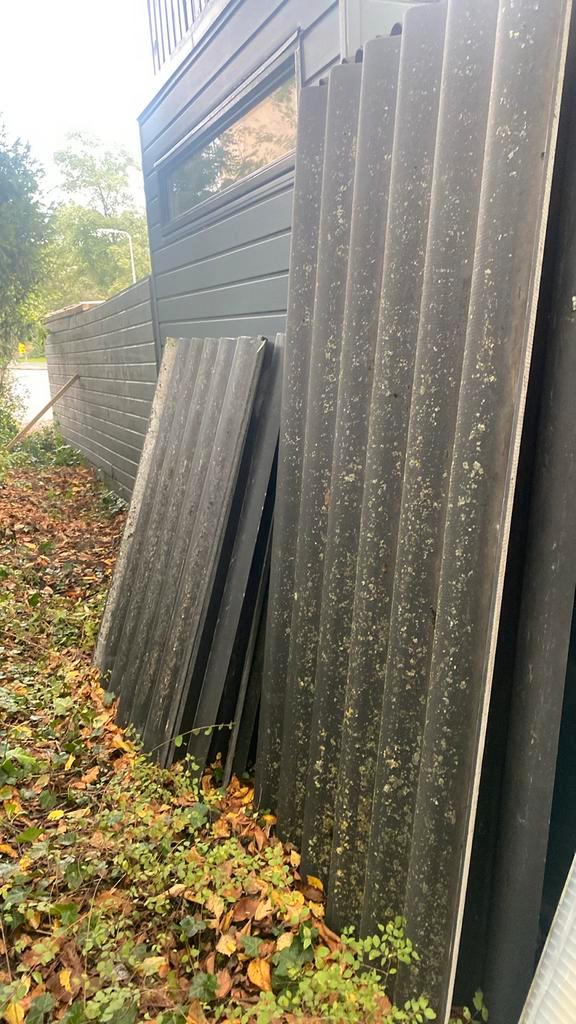 Golfplaten - Gebruikt, Doe-het-zelf en Verbouw, Dakpannen en Dakbedekking, Gebruikt, Golfplaat, Kunststof, Grijs, 10 tot 15 m²