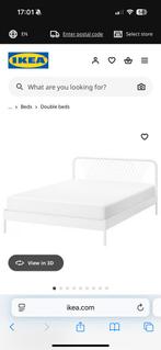 IKEA Nesttun Bedframe 160cm + Lattenbodems, Ophalen, Gebruikt, Wit, Tweepersoons